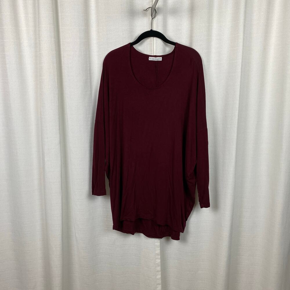 Bryn Walker Burgundy Long Sleeve Knit Tunic Top Sz.S